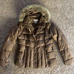 Columbia down large omnishield brown winter jacket